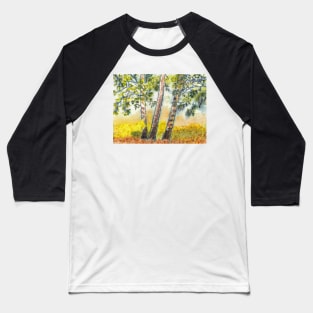 Autumn Birch Trees Baseball T-Shirt